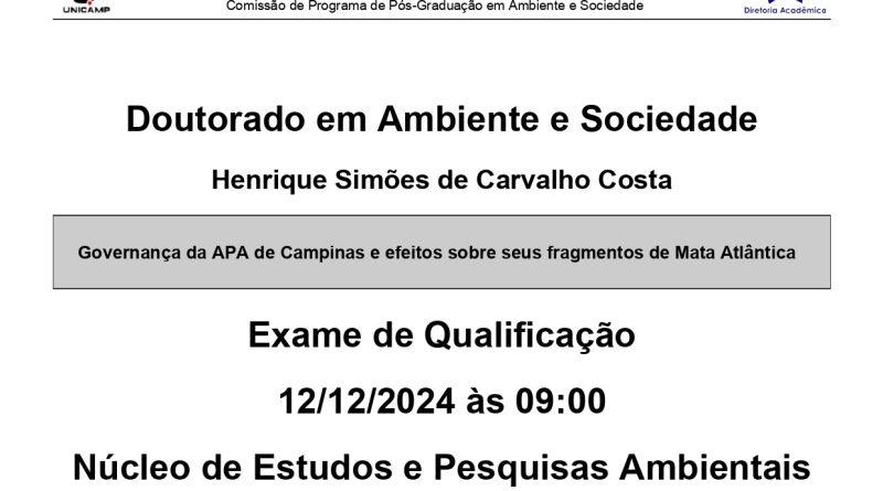 Exame de Qualificação de Henrique Simões de Carvalho Costa