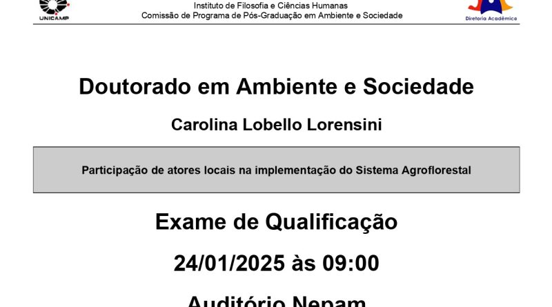 Exame de Qualificação de Carolina Lobello Lorensini